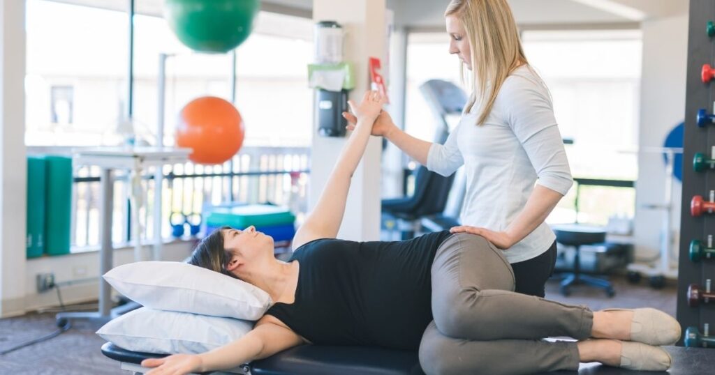 Woman in a physical therapy session.