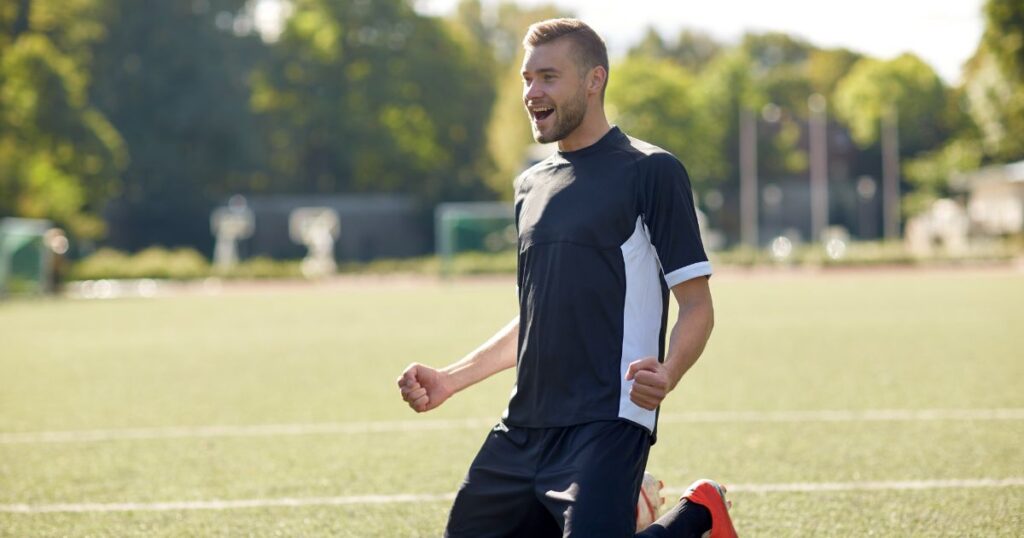 A soccer player on the field.